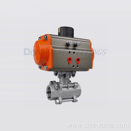 Stainless Steel 3 Piece Ball Valve Pneumatic Actuator